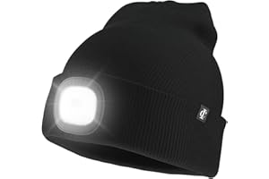 IDYLLICOMFORT BE COMFY ,BE BEST Idyllicomfort Led Lighted Beanie Hat,USB Rechargeable Hands Free Headlamp Cap, Unisex Winter Warmer Knit Hat with Light for Hiking Biking Camping Jogging, Gift for Men, Women, Teens