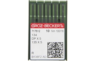 GROZ-BECKERT Pack of 10 Sewing Needles 134 with Round Piston and Bullet Tip for Industrial Sewing Machines (Nm. 100/16)