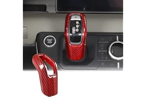 Youzzei Gear Shift Head Cover Trim, Carbon Fiber Style Car Gear Stick Cover for Land Rover Range Rover Sport 2014-2017 Jaguar E Pace 2018-2019, ABS Plastic Range Rover Sport Gear Knob Cover Trim-Red