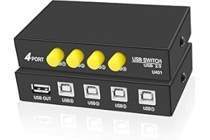 XMSJSIY Adattatore USB B 4 in 1 Out - Interruttore manuale a 4 porte per la condivisione di stampanti e dispositivi USB 2.0 - Selettore Hub per tastiera
