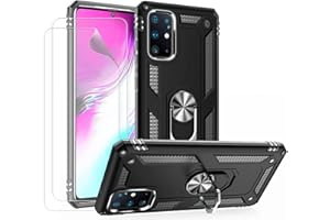 JOYTAG Hülle für Samsung S20 Hülle,handyHülle+Schutzfolie [2 Stück] Silikon TPU 360 Grad Drehring aus Halter magnetisch Autotelefon case-Schwarz