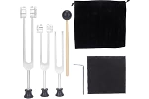 YUYTE Tuning Forks Set (128Hz, 256Hz, 512Hz) Body Weighted Tuning Forks for Healing Chakra Set Medical Sound Healing Tools, Spiritual Items & Meditation Tools(Silver)