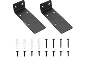 QJKEJI 2 Piezas Soporte Estanteria Pared Flotante, 140mm Soportes para Estantes Baldas Invisibles, Soportes de Estante Flotante de L, Escuadras para Estanterias Madera para Estantería Estante, Negro