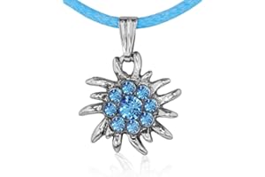 Das Kostümland Trachtenland Kinder Trachten Halskette mit Strass Edelweiß-Anhänger - Süßer Schmuck für Mädchen zu Dirndl und Kleidern