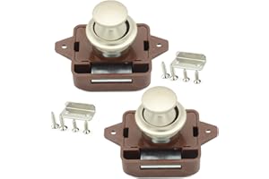 Vastsea 2 Pezzi Caravan Push Lock, Senza Chiave Chiusura Della Porta a Pulsante, Pulsante Per Serratura Armadio, per Camper, Caravan,Furgone, Yacht, Cabinet Door