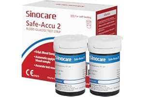 Sinocare Safe Accu2 Strisce Reattive per Glicemia, 50 pezzi Strisce Glicemia Senza Lancetta, Strisce Reagente Glucosio Adattabili solo a Safe Accu2 [Lancetta non incluso]