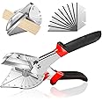 ExcellaElite Mitre Shears - Adjustable 45 to 135 Degree Multi Angle Shears for Cutting Wood Moulding, Trim Cutter with 10 Spare Blades for Soft Wood, Plastic, PVC and More
