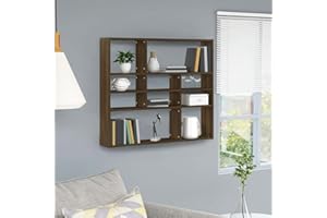 Gecheer Scaffale a Parete,Scaffale a Muro,Libreria da Parete,Pensile,Mensola da Parete a Forma Rettangolare,Scaffale Murale,Mensole cubo da Parete,Scaffale da Parete,Legno,Rovere Marrone 90x16x78 cm