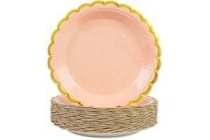 DHAIQC 50 Pezzi Piatti Carta Compleanno 18cm, Oro Rosa Stoviglie per Feste Di Compleanno Piatti Usa e Getta Piatti pizza Piatti Compostabili per Feste di Compleanno e Matrimonio (Oro Rosa, 18cm)