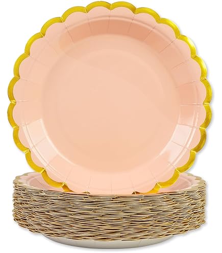 50 Assiettes Carton Jetables Dorées JSMTKJ - 18cm, Motif Points Or, Pour Fête Anniversaire