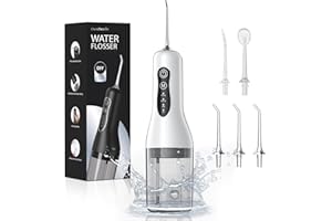 OASISMILE Idropulsore Dentale, Irrigatore Orale con 4 Modalità e 5 Ugelli di Ricambio, Impermeabile IPX7 Idropulitrice Elettrico Professionale per Risolvi I Problemi Orali e Sbianca i Denti, Ricarica USB Bianco