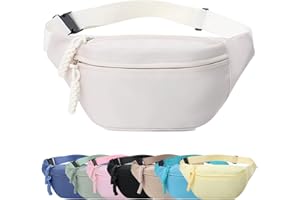 Mayoii Marsupio da donna, marsupio per donne e uomini con cintura regolabile, 2 tasche con cerniera, grande capacità, marsupio leggero adatto per l'uso quotidiano, A-Bianco, 120 cm (maximum width