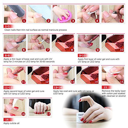 Elite99 UV Nagellack set Nail Gel Polish Nagelgel Rot Weinrot burgunderrot Gelish (1x10ML) - 2