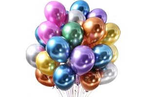 LAKIND Luftballons Metallic, 50 Stück Luftballons Bunt Satz von Helium Luftballons in 6 Metallicfarben, Metallic Luftballons Helium Balloons Metallic für Deko Geburtstag, Deko Hochzeit, Vintage Deko
