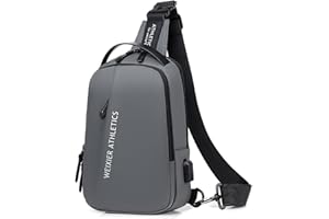 FANDARE Sling Bag Sport Shoulder Bag with USB Charging Port for Women Men Sling Bag Nylon Chest Crossbody Bag Cover Pack for Hiking Cycling Travel Outdoor Gym Business College Shoulder Bag Grey