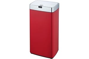 Dihl 45L Iris Red with Chrome Lid Rectangle Stainless Steel Auto Touchless Hands-Free Sensor Kitchen Waste Dust Bin Automatic Motor