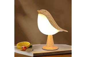 DULRLLY Lampe de Table de Chevet à Commande Tactile Lampes Aromatiques Lampe de Bureau de Chevet Led en Forme D'oiseau Mignon avec Port de Charge USB 3 Voies Dimmable Creative Night Light Lampe de(Bois)
