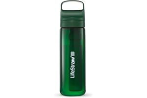 LifeStraw Go Series - Borraccia con filtro acqua senza BPA per viaggi e uso quotidiano. Rimuove batteri, parassiti e microplastiche, migliora il sapore, 650ml, Terrace Green (verde)