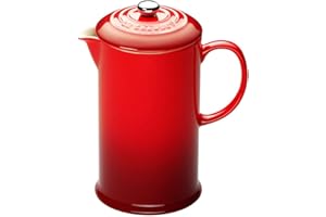 Le Creuset Kamionka Cafetière francuska prasa z tłokiem ze stali nierdzewnej, 1 l, nadaje się do 3-4 kubków, Cerise, 9102820006000