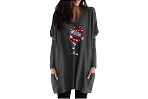 ITISME 2023 Nouveau NoëL Sweat Femme Automne Printemps Hiver Christmas Lettre Imprimée à Manches Longues Sweat Pull Tops Blouse Shirt Top Blouse T-Shirt SWEA-Shirt