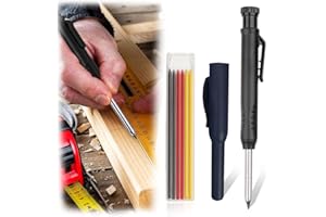 COYUN 1 Pcs Lápices Mecánicos de Carpintero con 6 Recambios, Lapiz Carpintero, Lápices de Carpintero Sólidos con Sacapuntas Integrado, para Carpintería, Lápices Automáticos de Punta Larga