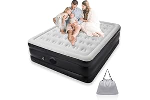 Rumicet Matelas Gonflable 2 Personnes 203x152x46cm, avec Pompe Intégrée, Matelas Gonflable Auto Gonflant, Gonflage Rapide, Surface Floquée pour Matelas Gonflable Electrique pour Camping, Voyage