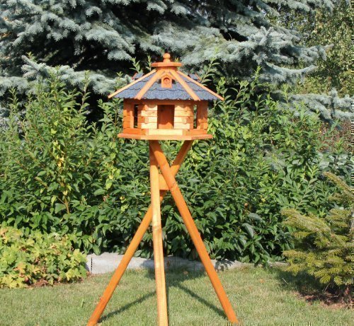 Vogelhaus mit Ständer und Solarbeleuchtung Typ 4-5 (Blau, groß)