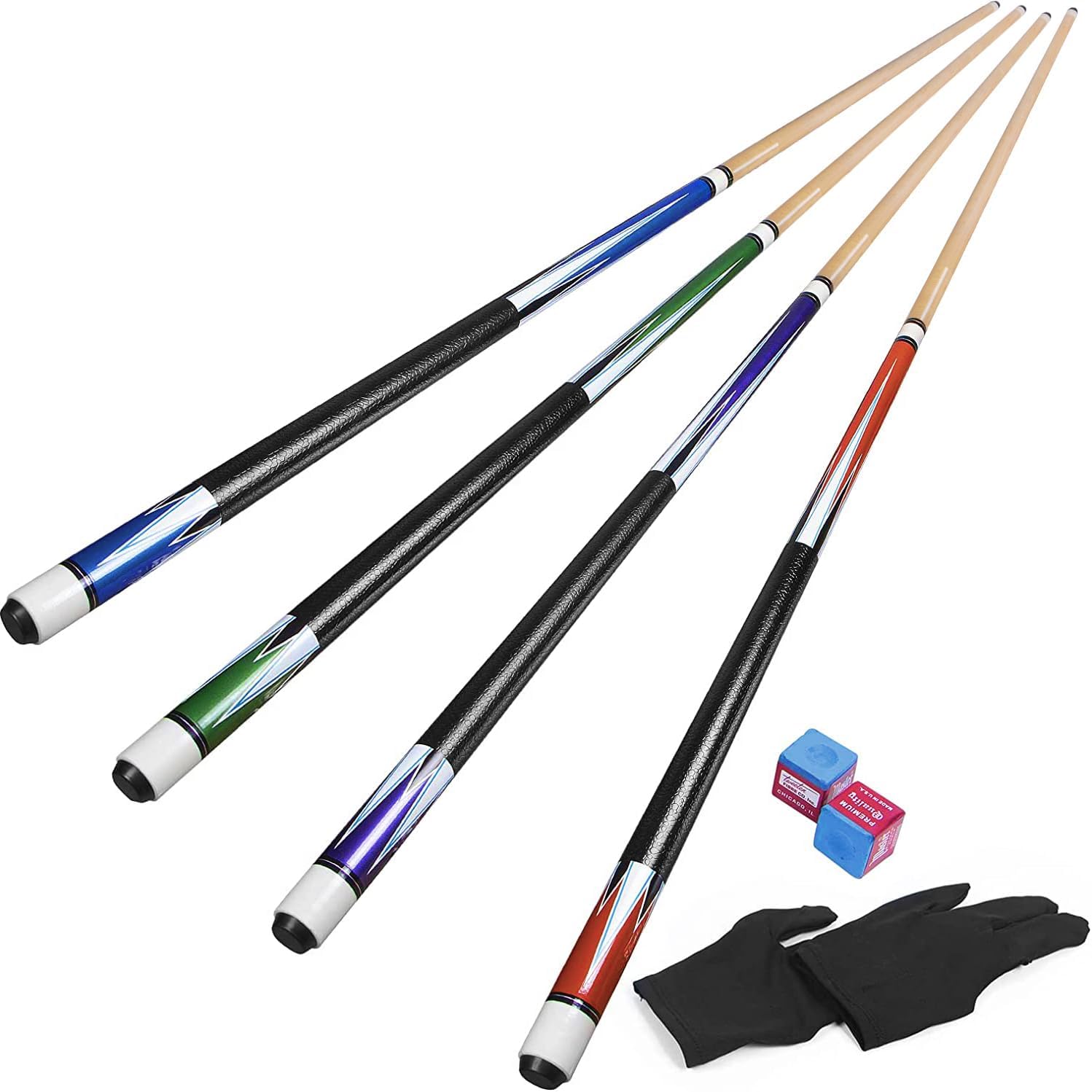 Horse Tacos de Billar, Pool Cue Sticks Set of 4 Tacos de Billar Profesional de Madera Dura para Deportes de Mesa de Billar