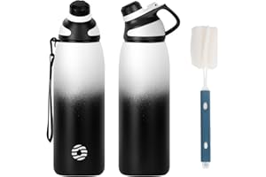 Fjbottle Stainless Steel Water Bottle 600ml/800ml/1L/1.5L with Magnetic Lid, BPA Free Insulated Water Bottle, Sports Metal Water Bottle Hot&Cold Drinks Vacuum Flask Leak-Proof for Gym, Work, Travel