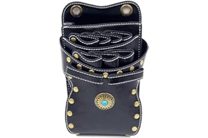 SUMSEA Friseurtasche Friseur Werkzeugtasche PU-Leder Scherentasche Scherenbeutel Friseur Kämme Clips Werkzeuge Friseur Taillenhalter Tasche (Schwarz)