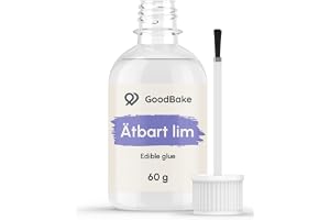 GoodBake Ätbart lim med pensel, livsmedelslim för tårtdekoration, bakning, fondant och marsipan, utan gelatin, veganskt och g