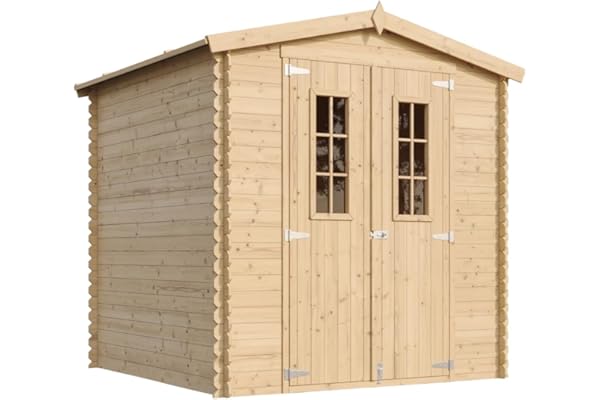 Abri de Jardin en Bois avec Sol TRAITÉ - Stockage extérieur I216xL206xH218 cm/ 3.53 m2 Petit abri à Outils, Local à vélos - Toit imperméable, fenêtres TIMBELA M343C+M343G