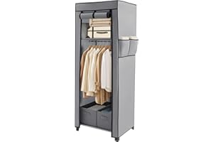 GENERIC Canvas Wardrobe 161 * 59 * 45cm, Wardrobes for Bedroom, New Base Design Fabric Wardrobes with 2 Storage Boxes and Side Pockets, Portable Wardrobe Suitable for Home, Apartment, Dormitory