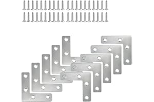 XFentech Staffe Angolari in Acciaio Inox 5/10 Pezzi - Angolo Retto Angolari Staffe Squadrette Angolare a L con Viti per Mensola di Legno Tavolo Sedia Letti Armadi, 50 * 50mm