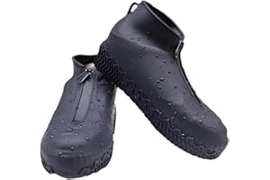 SANON Copriscarpe Impermeabili,Copriscarpe in Silicone, Copriscarpe Pioggia per Esterno Riutilizzabili, Copri Scarpe per Pioggia con Protezioni con Cerniera Sovrasta, Nero, L
