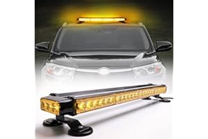 ROUTEKING Strobe Flashing Light Bar - 26.5" 54 LED Double Side High Intensity Automotive Warning Beacon, 12-24V Emergency Flashing Lights with Magnetic Base, for Vehicles Car Truck Roof (Amber)