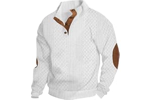 HOUXIANDOU Suéter De Cuello Alto De Punto Jacquard para Hombre, Suéter Henley para Hombre, Suéter De Punto con Diseño De Gofre, Suéter Informal con Botones, Suéter Vintage con Cuello Alto con Botones