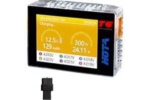 ATA HOBBY HOTA T6 Smart Battery Charger, 300W XT60/PD Dual Input, 1-6S Lipo Battery Portable Charger, 15A Compact RC Car Charger Support PD3.0 and QC Fast Charging Protocols with Muti-Language