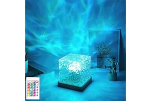 LUCKKY Luminorthe Luminorth Cube Lamp, Celestial Water Lamp, Northern Lights Cube Midnight Aura Lamp, 16 Colors Dynamic Water Wave Night Light with Remote, Rechargeable LED Crystal Atmosphere Lamp