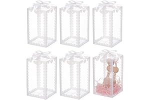 BENECREAT 24PCS Scatola Regalo Trasparente con Bowknot (12x7x7cm) Scatole di Favore in PVC Trasparente Contenitori Vuoti Scatola di Imballaggio per Bomboniere per Feste e Doccia