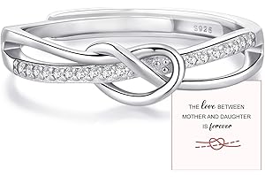 BMMYE 925 Sterling Silver Rings for Women Love Knot Rings Adjustable Open Finger Feather Rings Jewelry Gifts Crossed Rings for Women with Cubic Zirconia