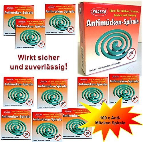 100 Stück Insekten Spirale Mückenspirale Moskitospirale Insektenspirale