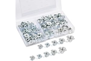 "N/A" 105 Pezzi Dadi a 4 Punte Dadi a 4 Denti M4 M5 M6 M8 M10 Dado a T a Quattro Punte in Acciaio al Carbonio Zincato Inserti Filettati a T, Kit Assortito per Legno,Arrampicata,Mobili,3D Printing Ecc.