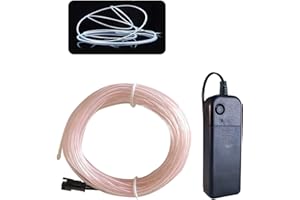 Balabaxer EL Draht Weiß, 10M Neon Kabel Mit Batterie Trafo, Leuchtet Electroluminescent, für Partys, Halloween.