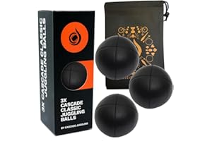 CASCADE JUGGLING 3 x Pro 115g Cascade Classic Juggling Balls - Thud Juggling Balls & Bag - Set of 3 Juggling Balls (Black)