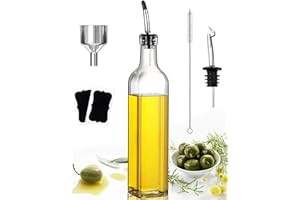 Showvigor Botella de Aceite, Kit de Botella Dispensadora Aceite y Vinagre de 500 ml, Bombonas de Aceite con Boca, Botella Aceite de Oliva para Cocina y Barbacoa