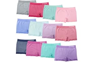 Channo Braguitas Estilo Culotte Boxer Niña Licra Lisos Distintos Colores. Modelo Sin Costura. Elástico Suave Microfibra. Pack de 12 Bragas