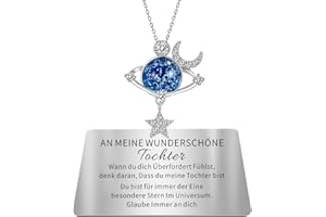 TOLOWOBK Kette Damen Silber Mutter Tochter Kette Geschenk, Mond Saturn Kette für Mädchen An Meine Tochter Planet Halskette Geschenk mit Gravur Karte Weihnachten Geschenk für Tochter von Mama Papa