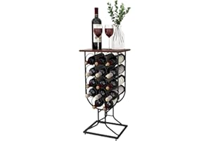 G TALECO GEAR Taleco Gear – Support à vin autonome de style rustique, peut contenir 14 bouteilles de vin, sol autoportant, étagère de rangement décorative à vin, étagère à vin empilable en métal