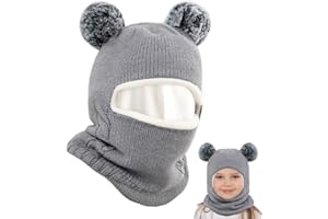 mizikuu Cappello Inverno per Bambino, Beanie Lavorato a Maglia Calda Carina Sciarpa con Cappuccio Passamontagna Morbido Cappello Balaclava Cappello da Sci per Bambini 2-7 Anni
